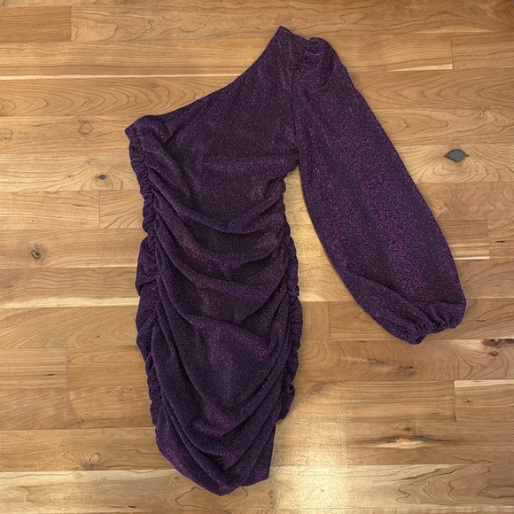 One shoulder short sparkly dark purple dress - Picture 1 of 1